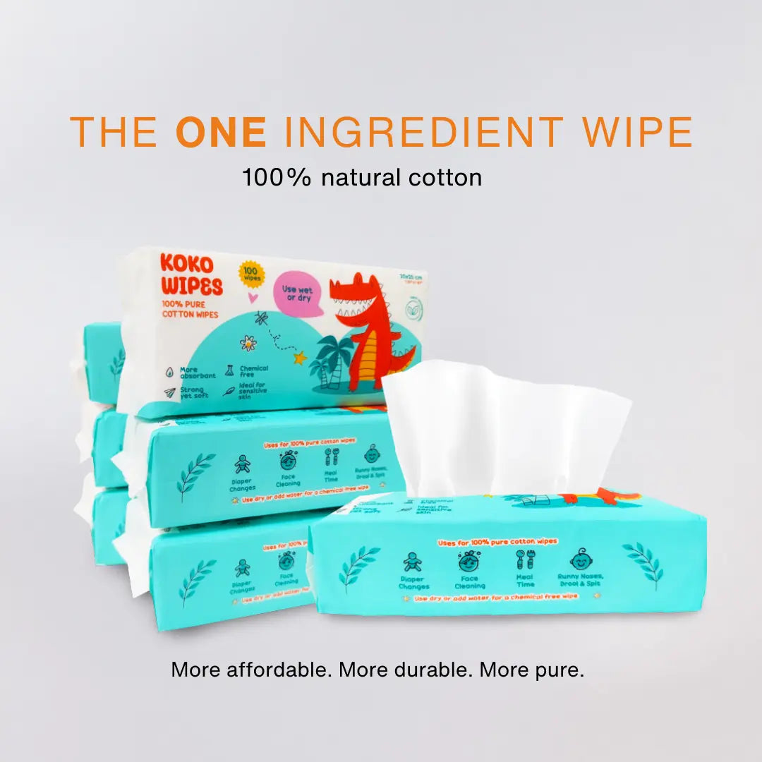 Koko Wipes: 100% organic dry wipes for babies in UAE and United States. Also available on amazon. Hypoallergenic wipes.