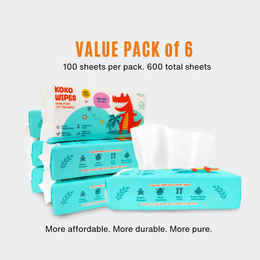 Koko Wipes: 100% organic dry wipes for babies in UAE and United States. Also available on amazon. Hypoallergenic wipes.