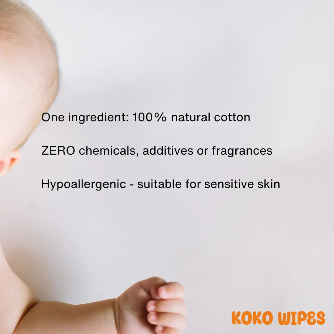Koko Wipes: 100% organic dry wipes for babies in UAE and United States. Also available on amazon. Hypoallergenic wipes.