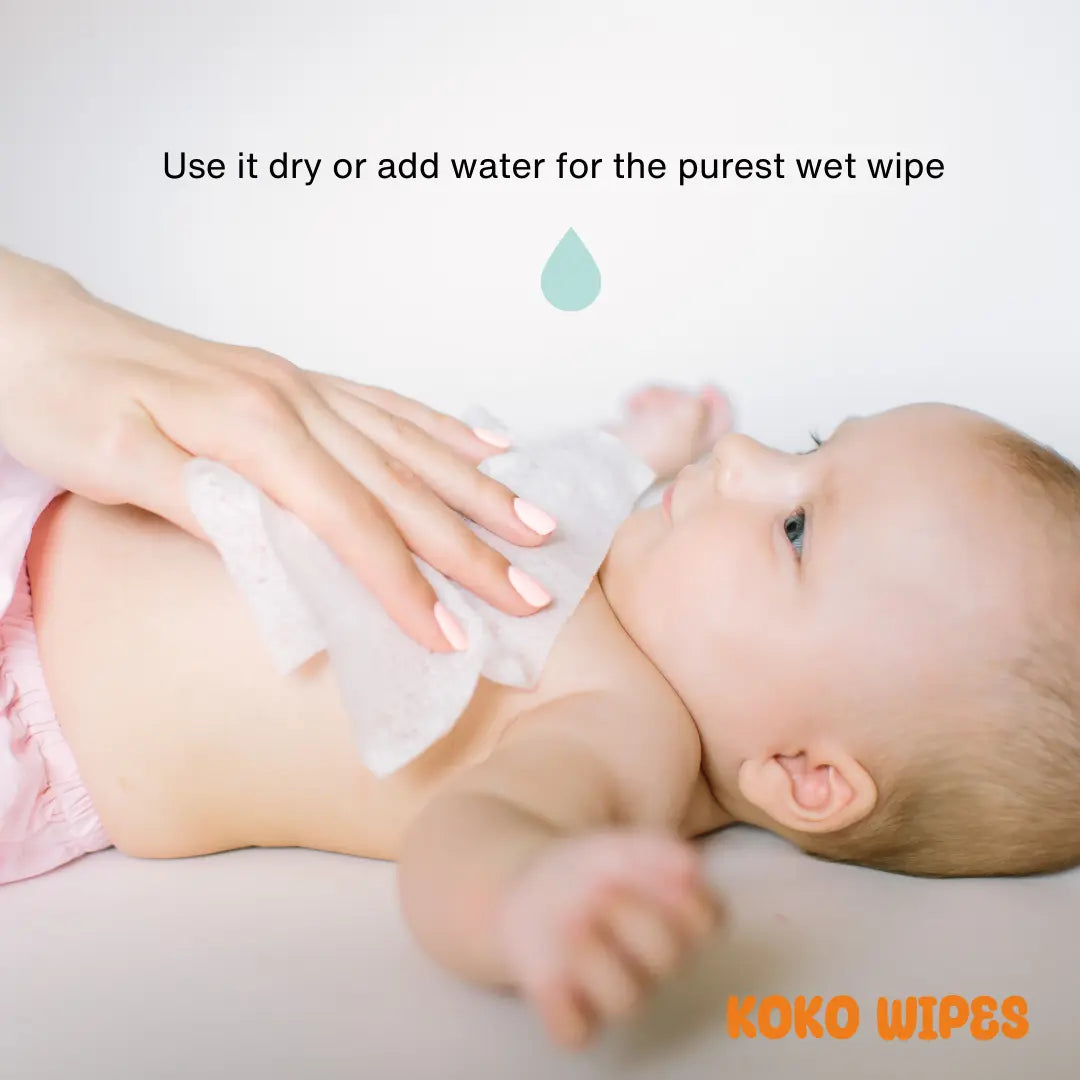 Koko Wipes: 100% organic dry wipes for babies in UAE and United States. Also available on amazon. Hypoallergenic wipes.