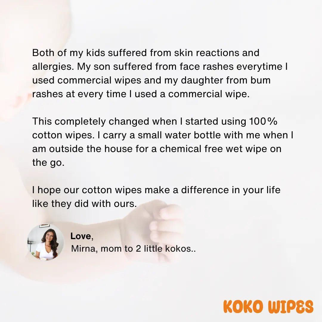 Koko Wipes: 100% organic dry wipes for babies in UAE and United States. Also available on amazon. Hypoallergenic wipes.