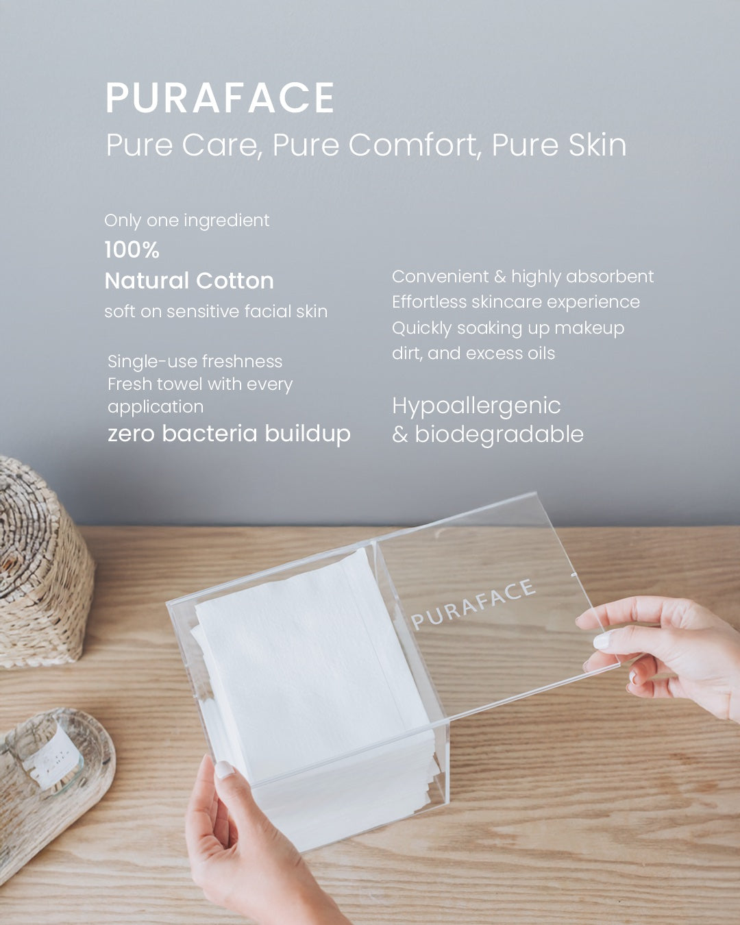 Puraface - 100% Cotton Disposable Face Towels